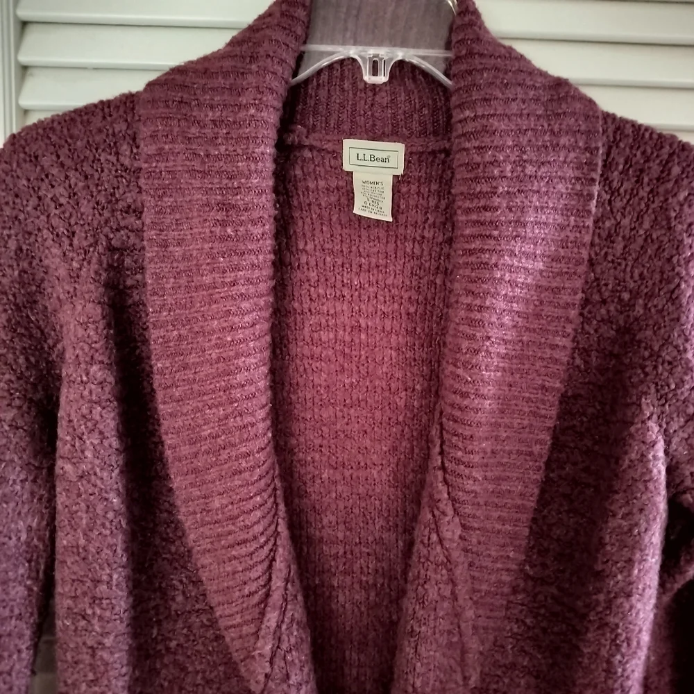 LL Bean Shawl Collar Women's Cardigan Size Small Cranberry - Picture 3 of 6